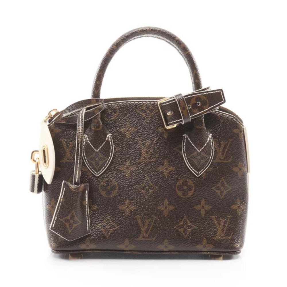 Louis Vuitton Lockit Handbag Canvas Shiny Monogram Brown